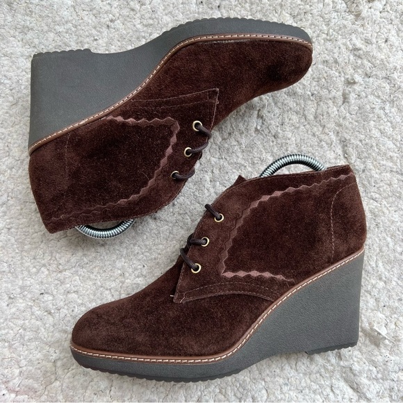 Naturalizer Kailyn Brown Suede Lace Up Oxford Wedge Heel Shoes - Picture 13 of 13